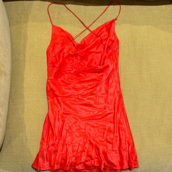 Zara Vibrant Red Satin Slip - Picture 3 of 3